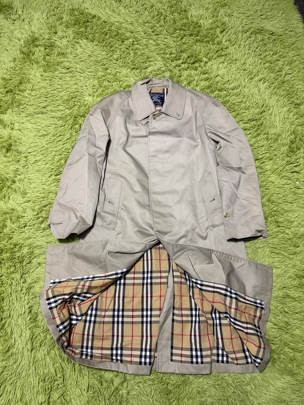 Vintage Burberrys London Trench Coat Men’s Nova Check Lined Size Large